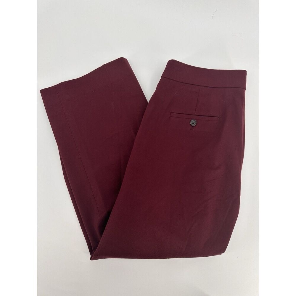 Womens J.CREW Maroon Flat‎ Front Zip Dress Pants Side Pockets